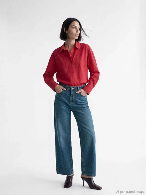 İndigo Baggy Fit Kadın Jean Pantolon