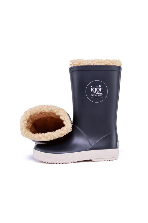 W10207 Splash Nautıco Çocuk Kürklü Lacivert Yağmur Çizmesi