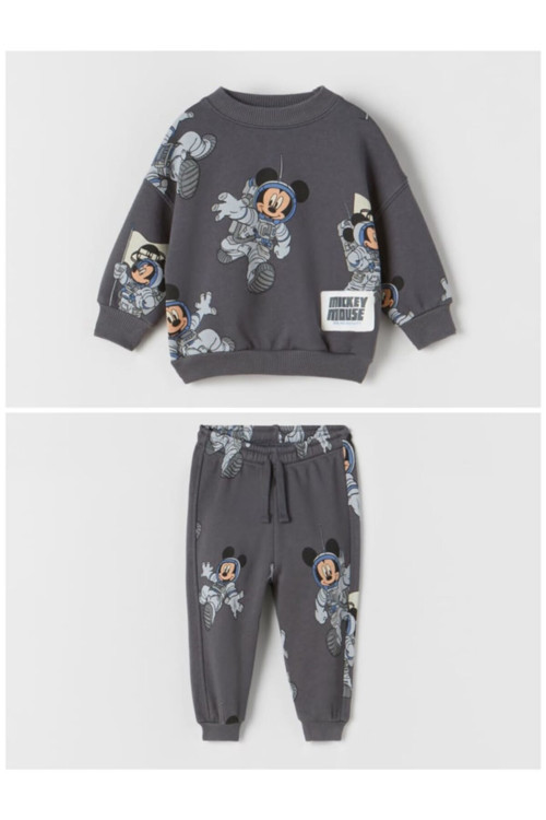 Astronot Mickey Mouse Baskılı Ikili Takım