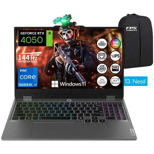 Loq İ7-13650HX RTX4050 24GB Ram 1tb SSD 15.6" Fhd IPS 144Hz W11 Taşınabilir Bilgisayar