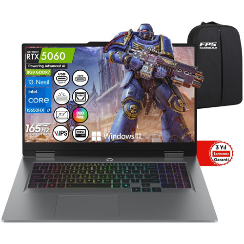 Loq 17IRX10 I7-13650HX RTX5060 115W 24GB Ram 4tb SSD 17.3" Fhd IPS 165Hz 83JH006DTR Taşınabilir Bilgisayar
