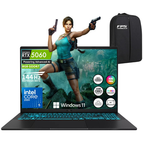 Vivobook 16 V3607VM Core 5 210H RTX5060 8gb Gddr7 24GB Ram 4tb SSD 16" Wuxga 144Hz W11 Taşınabilir Bilgisayar