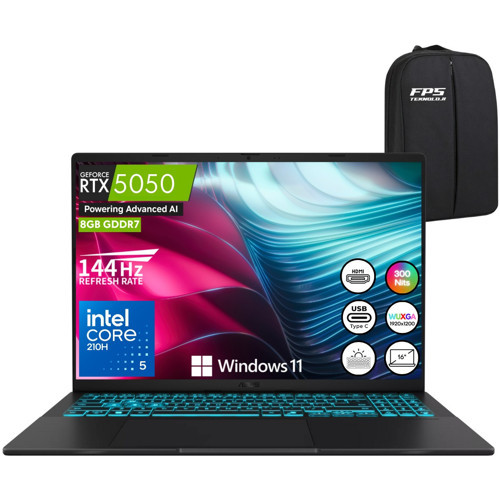 Vivobook 16 V3607VH-RP035W Intel Core 5 210H RTX5050 16GB Ram 2tb SSD 16" Wuxga W11 144Hz Taşınabilir Bilgisayar