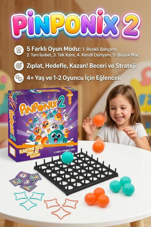 19 Parçalı Pinponix 2 Tek Oyun 5 Farklı Oynama Şekilli 2 Kişilik Eğitici Stratejik Aile Kutu Oyunu