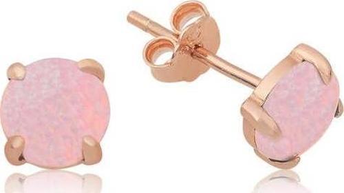 925 Ayar Gümüş Pembe Opal Taş Küpe