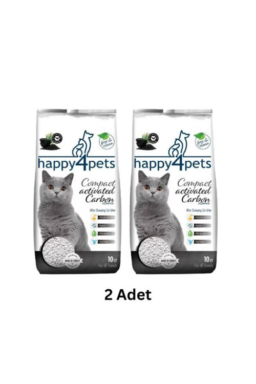 Happy4Pet Topaklaşan Kedi Kumu Activ Carbon Ince Taneli 10 Lt X 2 Adet