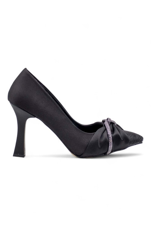 08 Taşlı Saten Kadın Stiletto