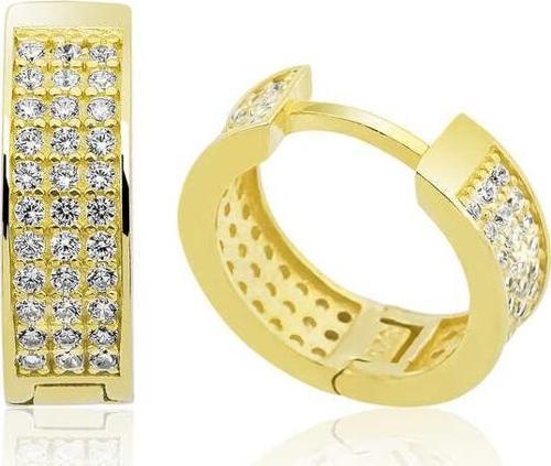 Gümüş Gold Sıra Taşlı Halka Küpe