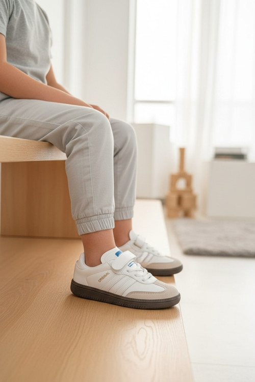 Erkek Çocuk Süet Detaylı ve Cırt Cırtlı Rahat Günlük Sneaker Spor Ayakkabı