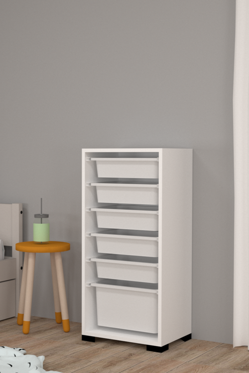 Rüya No.2 Modern Kullanışlı Beyaz Geniş Sepetli Oyuncak Dolabı