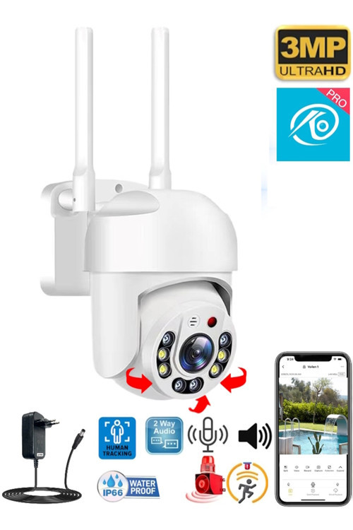 3031PRO Tek Kamera 3MP Hareketli Wifi Akıllı Kamera , Yapay Zeka, Gece Görüş, Karşılıklı Konuş