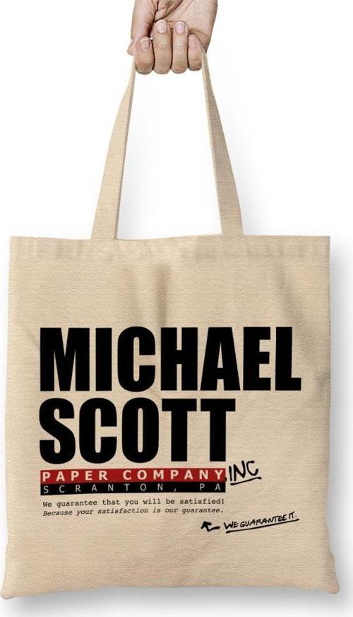 Michael Scott Paper Company Dunder Mifflin The Office Parody Bez Çanta Uzun Saplı