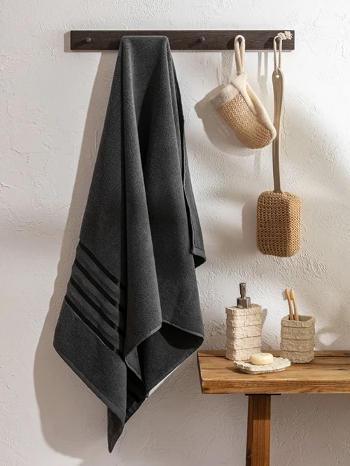 Antrasit Çizgili Banyo Havlusu 70x140 Cm