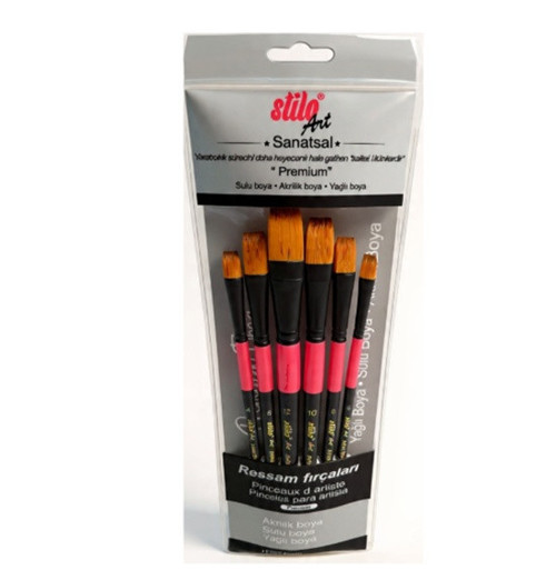 Art Düz Kesik Fırça Seti 6Lı Set-5