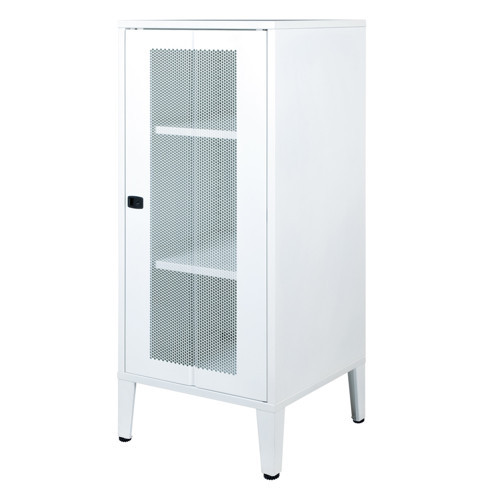 Ziglat Serisi Kilitli Metal Home Office Dolabı %70 Perfore Kapaklı Beyaz (RAL 9003) 450x940x450 mm