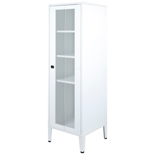 Ziglat Serisi Kilitli Metal Home Office Dolabı %70 Perfore Kapaklı Beyaz 450x1390x450 mm