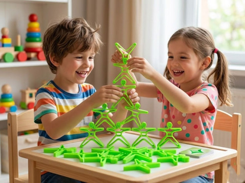 Akrobat Denge Oyunu - Montessori Eğitici Koordinasyon Geliştirici Oyuncak Kulesi -10ADET- YEŞİL