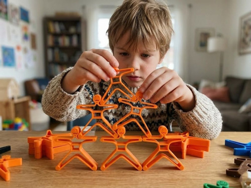 Akrobat Denge Oyunu - Montessori Eğitici Koordinasyon Geliştirici Oyuncak Kulesi -10ADET- TURUNCU