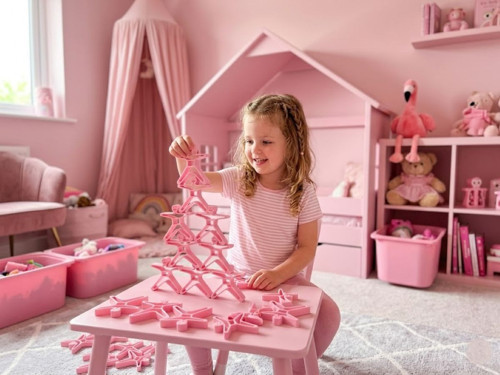 Akrobat Denge Oyunu - Montessori Eğitici Koordinasyon Geliştirici Oyuncak Kulesi -10ADET- PEMBE