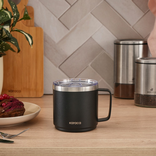 Thermal Çift Katmanlı Çelik Mug 350 ml Siyah