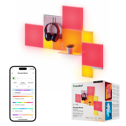 Kare Blok Akıllı RGBW Duvar Paneli Başlangıç Paketi App Kontrollü,10 Parça, Google Home, Al