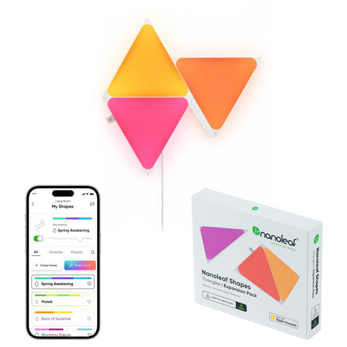 Üçgen Akıllı RGBW Duvar Paneli Genişletme Paketi App Kontrollü, 3 Parça, Beyaz, Google Home