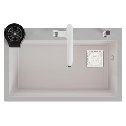 Hermes Granit Akıllı Eviye Seti Beyaz 75.5X47 cm