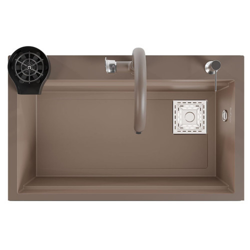 Hermes Granit Akıllı Eviye Seti Cappicino 75.5X47 cm