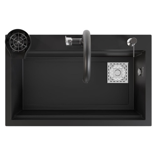 Hermes Granit Akıllı Eviye Seti Siyah 75.5X47 cm