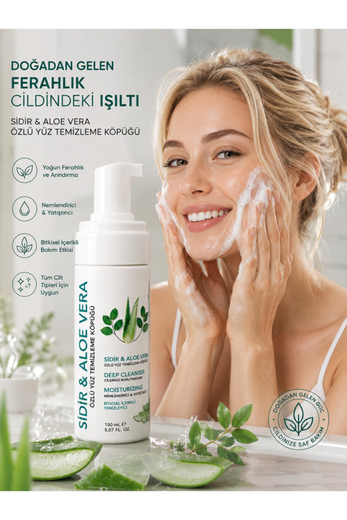 Sidir & Aloe Vera Özlü Yüz Temizleme Köpüğü 150 ML Nemlendirici Cilt Temizleyici