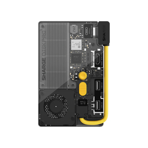 Disk Pro 1TB Dahili NVMe SSD’li Aktif Soğutmalı 5’i 1 Arada USB-C Çok Portlu Hub, 10Gbps Taşınabilir SSD, HDMI 2.1 ve USB-A Destekli / Sarı