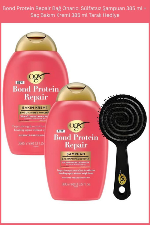 Bond Protein Repair Bağ Onarıcı Sülfatsız Şampuan 385 ml + Saç Bakım Kremi 385 ml Tarak Hediye