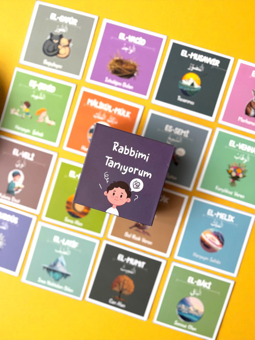 Rabbimi Tanıyorum-Çocuklar için Resimli Esmaül Hüsna Kartları