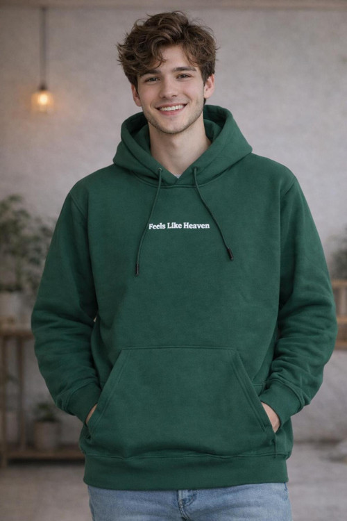 Kapüşonlu Feels Like Heaven Tasarım Baskılı Sweatshirt