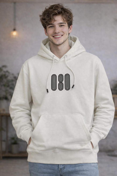 Kapüşonlu 080 Tasarım Baskılı Sweatshirt