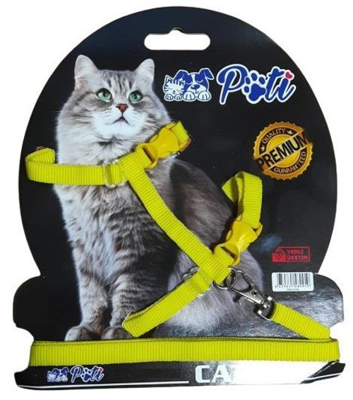 Yavru Köpek ve Kedi Gezdirme Takım Tasması (Ayarlanabilir) Düz Sarı