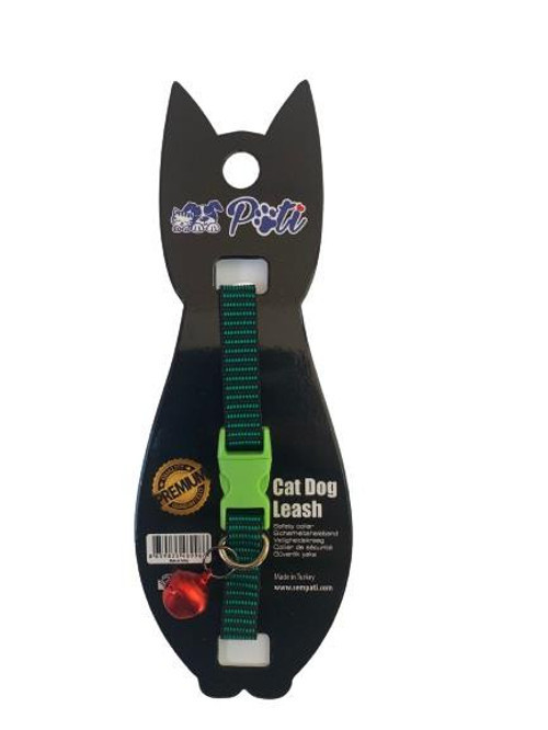 Yavru Köpek ve Kedi Boyun Tasması (Ayarlanabilir) Siyah-Yeşil Çizgili