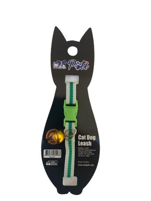 Yavru Köpek ve Kedi Boyun Tasması (Ayarlanabilir) Beyaz-Yeşil
