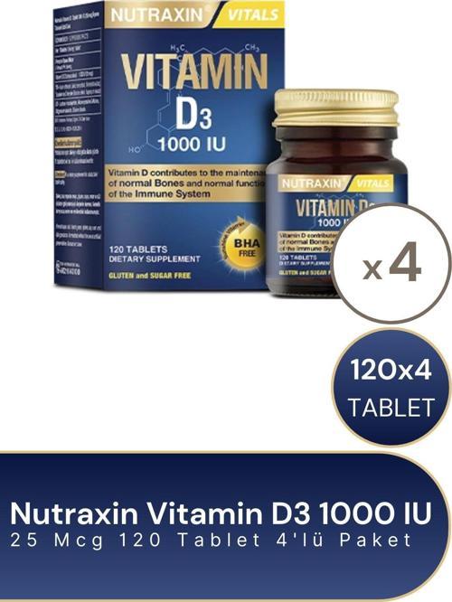 Vitamin D3 1000 Iu 120 Tablet 4'Lü Paket