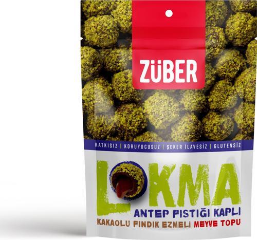 ZüBer Lokma Antep Fıstığı Kaplı Kakaolu Fındık Ezmeli Meyve Topu 96 gr