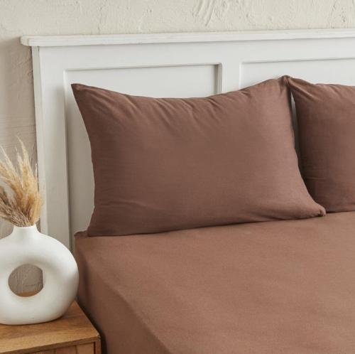 Motto Penye Fitted Tek Kişilik Çarşaf 100x200+30 cm Kahve