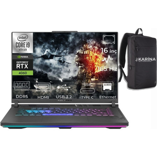 Rog Strix G16 I9-14900HX G614JVR-N3243-94 96GB 4tb+4tb RTX4060 8gb W11PRO 16" Wuxga Gaming Laptop