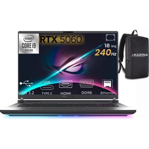 Rog Strix G18 Intel Core I9 14900HX 48GB 2tb RTX5060 Windows 11 Pro 18" Taşınabilir Bilgisayar G815JMR-S9035