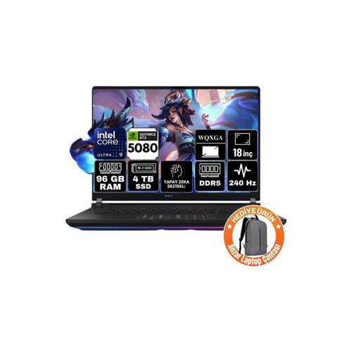 Rog Strix Scar 18 Intel Core Ultra 9 275HX 96GB 4tb SSD RTX5080 16GB Freedos 18" Wqxga Taşınabilir Bilgisayar G835LW-SA127-A7