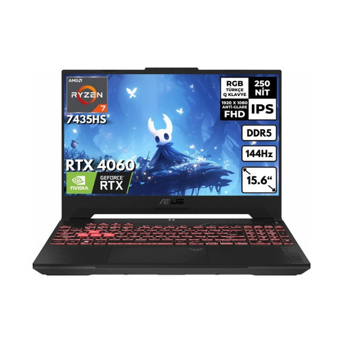 Tuf Gaming A15 Ryzen-7 7435HS 16-GB DDR5 2 TB SSD RTX4060 (8GB-115W) 15.6" Fhd Windows 11 Pro Taşınabilir bilgisayar Oyuncu Notebook FA507NVR-LP147HMF27