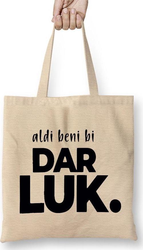 Aldi Beni Bi Darlukyeni Karadeniz Tasarım Bez Çanta Uzun Saplı