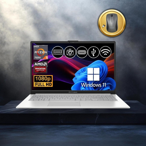 Vivobook Go 15 RYZEN5-7520U 8gb 2tb Nvme SSD E1504FA-BQ1741 ATL23 15.6" WIN11PRO Notebook+Mouse