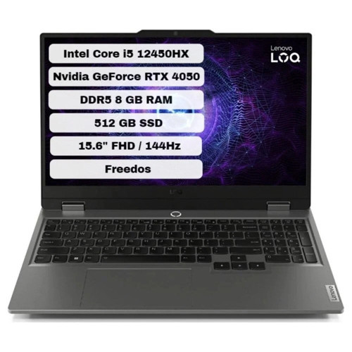 Loq 15IAX9 83GS007WTR Intel Core I5 12450HX 8gb 512GB SSD Rtx 4050 Freedos 15.6" Fhd Taşınabilir Bilgisayar