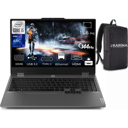 Loq 15IAX9I Intel Core I5 12450HX 96GB 1tb SSD Arc A530M Freedos 15.6" Fhd Taşınabilir Bilgisayar 83FQ000UTR-12