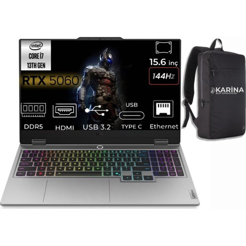 Loq 15IRX10 I7-13650HX 83JE00ETTR-K67 32GB 4tb RTX5060 W11PRO 15.6" Full Hd Gaming Laptop